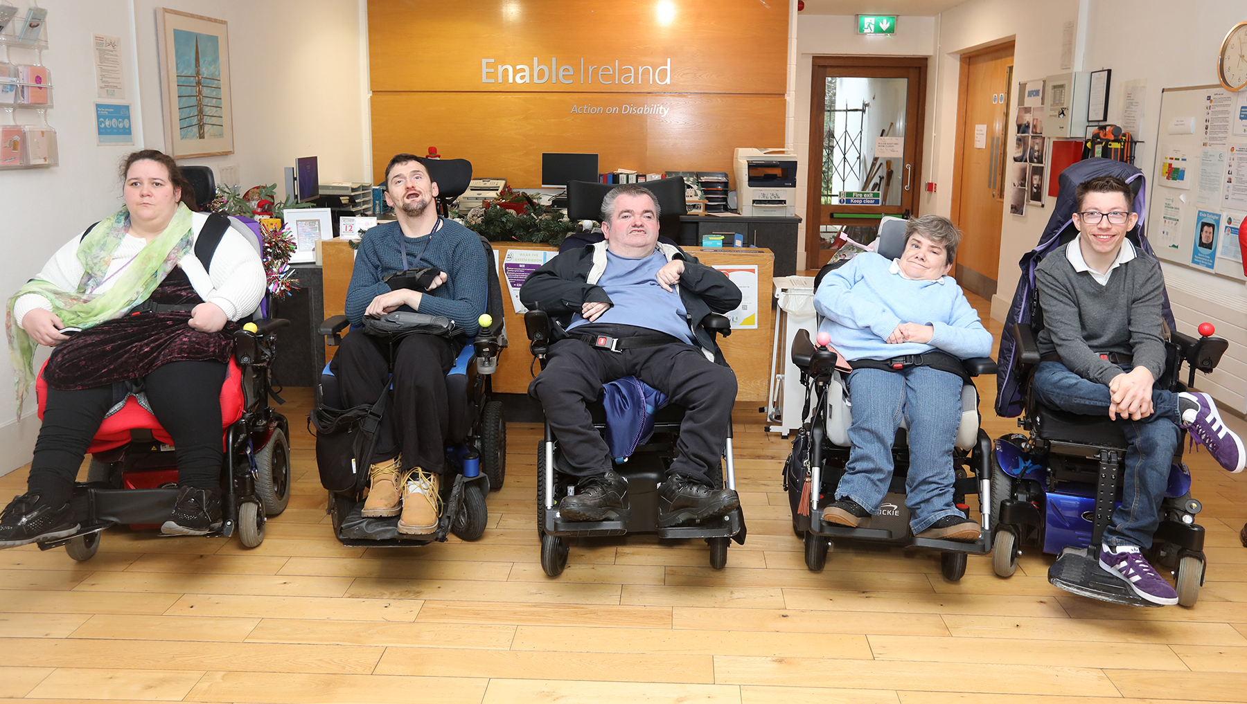 From left: Jess Keegan, Michael O'Dowd, Enda Gallagher, Louise Graham, and Ricky Coonan discuss what the next Government needs to address for people living with disabilities at the Enable Ireland centre in Limerick. Picture: Brendan Gleeson
