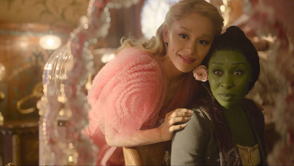 Ariana Grande as Glinda and Cynthia Erivo as Elphaba. 