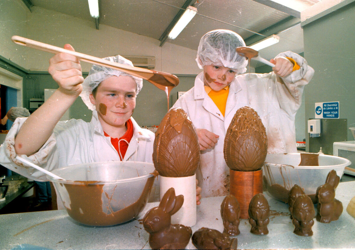 Kids decorating Easter eggs at Skellig Chocolate Factory in Ballinskelligs, Co Kerry Picture: Don MacMonagle