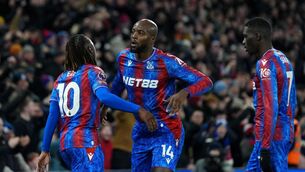 <p>Crystal Palace's Jean-Philippe Mateta celebrates the equaliser</p>