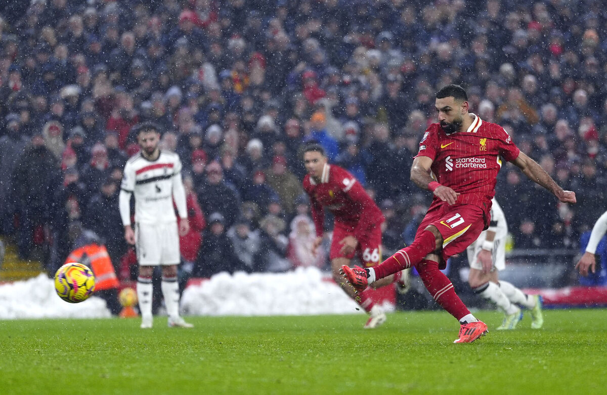 Mohamed Salah scores from the spot