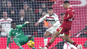 <p>Trent Alexander-Arnold had a day to forget amid speculation over his future. Picture: Peter Byrne/PA</p>