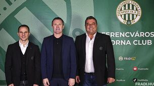 <p>Robbie Keane is unveiled by Ferencvaros officials. </p>