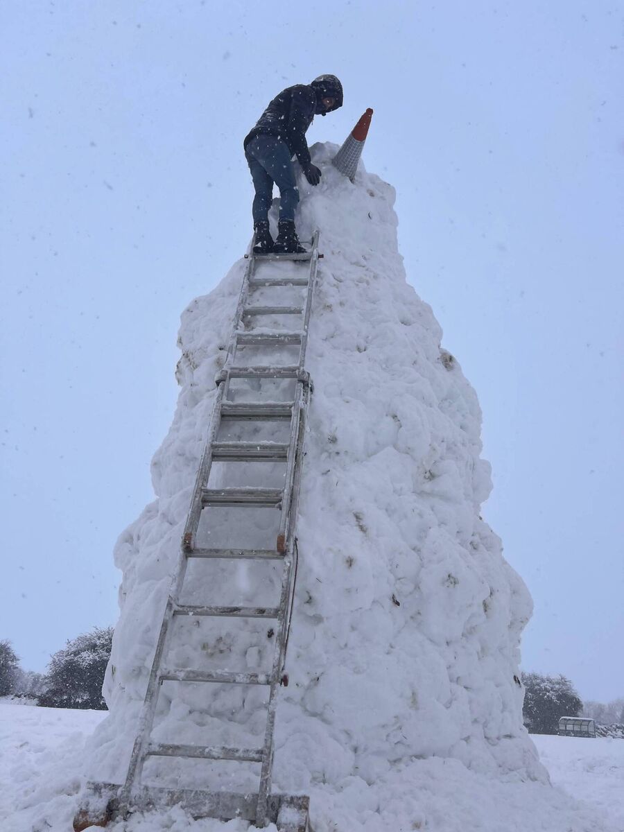 The 23ft-tall snowman took five hours to make. The 23ft-tall snowman took five hours to make.