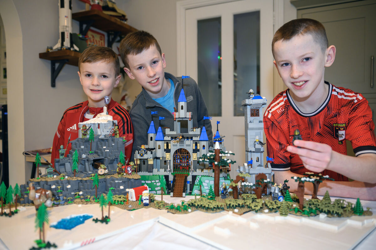  Donnacha, Shay, and Roan Gogarty at their home in Cork with some of their Lego models. Picture: Dan Linehan