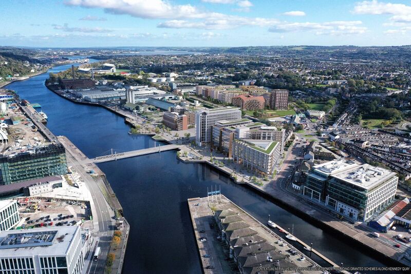 Conceptual image showing the development of the Goulding's site, to the rear of Kennedy Quay. Plans for 1.325 apartments were shot down by An Bord Pleanála Conceptual image showing the development of the Goulding's site, to the rear of Kennedy Quay. Plans for 1.325 apartments were shot down by An Bord Pleanála