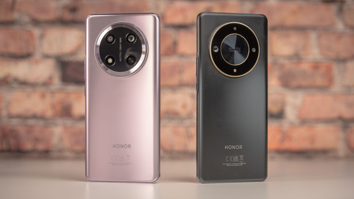 Honor Magic7 Lite, which is beside last year's Magic6 Lite. Picture: Noel Campion. Honor Magic7 Lite, which is beside last year's Magic6 Lite. Picture: Noel Campion.