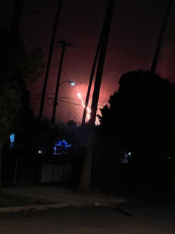 Pictures taken on Tuesday night as the wildfire made its way through Pasadena Picture: Owen Dara