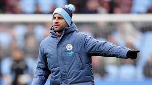 <p>OVER AND OUT: Manchester City's Kyle Walker warms up ahead of the Premier League match at Villa Park, Birmingham. Pic: Mike Egerton/PA Wire.</p>
