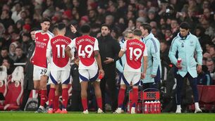 <p>LAYING DOWN THE LAW: Arsenal manager Mikel Arteta gives intructions to his players during the Premier League match at the Emirates Stadium, London. Pic: John Walton/PA Wire</p>