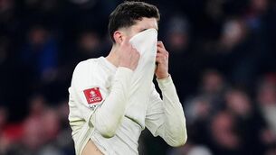 <p>Arsenal's Kai Havertz reacts after missing a penalty in the shoot-out during the Emirates FA Cup third round match at the Emirates Stadium, London. Picture date: Sunday January 12, 2025.</p>