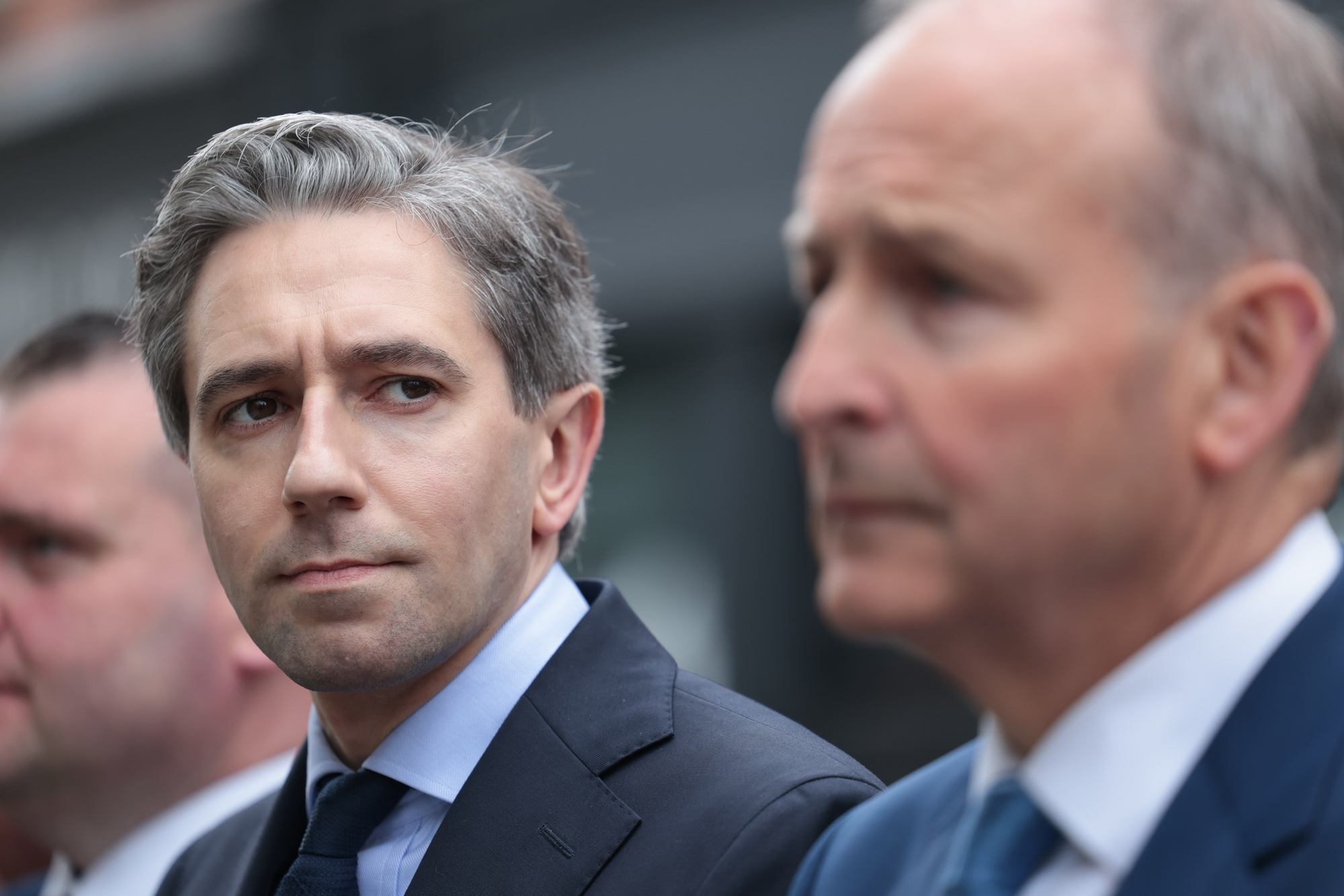 That it’s the same players that have been re-elected who denied the passing of the Occupied Territories Bill into law for the last six years should only amplify the pressure on party leaders Micheál Martin (right) and Simon Harris (left). File photo: Leah Farrell / RollingNews.ie
