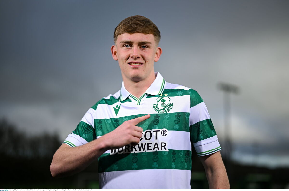 Shamrock Rovers new signing Michael Noonan stands for a portrait during his unveiling at Roadstone Group Sports Club in Dublin. Photo by Stephen McCarthy/Sportsfile