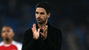 <p>Arsenal manager Mikel Arteta applauds the fans Photo by PAUL ELLIS/AFP via Getty Images</p>