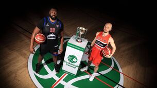 <p>UCC Demons’ Elijah Tillman and Killester’s Paul Dick take part in media day at the National Basketball Arena ahead of Saturday's Pat Duffy National Cup, which is live on TG4 from 1945 Mandatory Credit ©INPHO/Dan Sheridan</p>