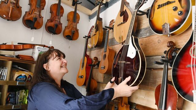 <p>Sheena Crowley, owner, in Crowley's Music Centre. File picture Denis Minihane.</p>