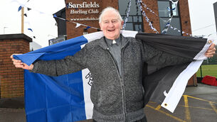<p>DIVINE INTERVENTION: Fr Martin Barry, former Sarsfields player who won a county medal in 1957 pictured at the club. Picture: Eddie O'Hare</p>