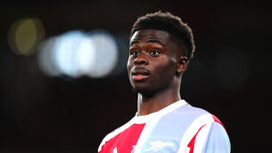 <p>Arsenal star Bukayo Saka is set to be sidelined until March (Mike Egerton/PA)</p>