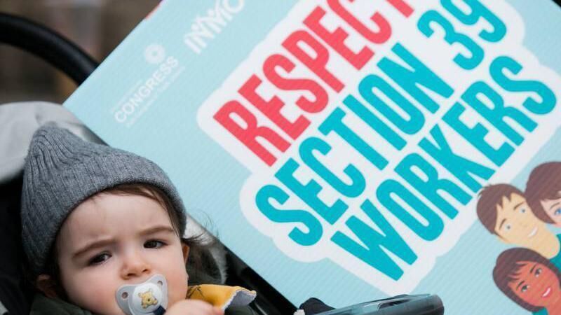 A 2022 protest in Dublin city centre by community sector and Section 39 health workers. Gareth Chaney/Collins