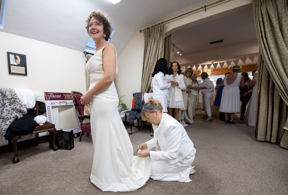 Triona Cummins from Kilkenny and Kay Joy from Mallow at the 25th anniversary Finesse Bridal Wear celebration in Listowel, Co Kerry. Picture: Domnick Walsh Triona Cummins from Kilkenny and Kay Joy from Mallow at the 25th anniversary Finesse Bridal Wear celebration in Listowel, Co Kerry. Picture: Domnick Walsh