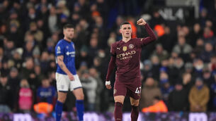 <p>Manchester City’s Phil Foden scored twice in the thumping win over Ipswich (Bradley Collyer/PA).</p>