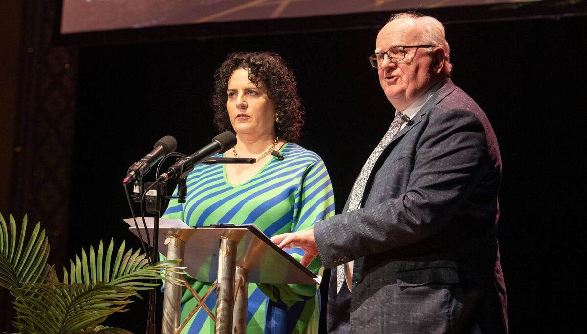 Cllr Mary Rose Desmond, chair of the strategic planning committee, and Tim Healy, chair of the board of the Opera House, at the launch the Cork Opera House Strategic Plan 2025 - 2030, on Monday. Picture: Michael Mac Sweeney/Provision