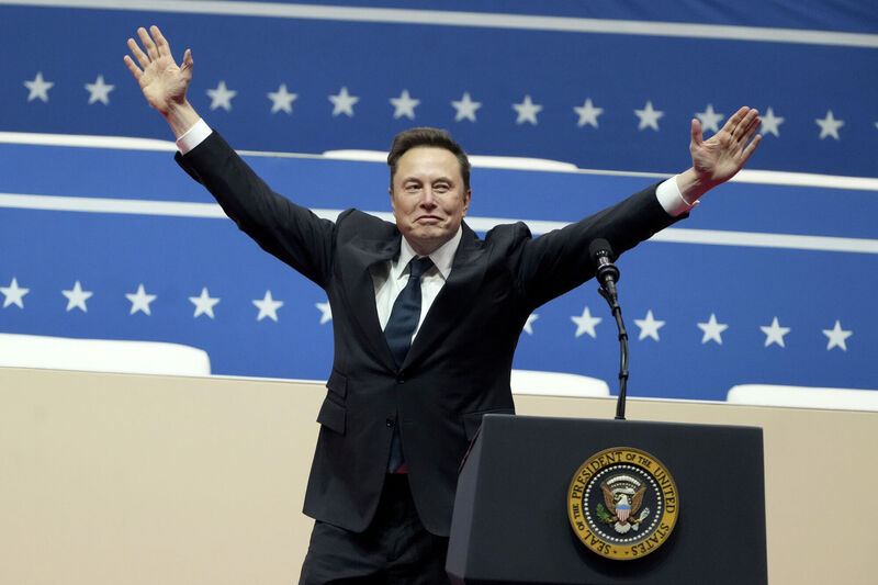 Elon Musk speaks at the indoor Presidential Inauguration parade event in Washington. Picture: AP Photo/Matt Rourke Elon Musk speaks at the indoor Presidential Inauguration parade event in Washington. Picture: AP Photo/Matt Rourke
