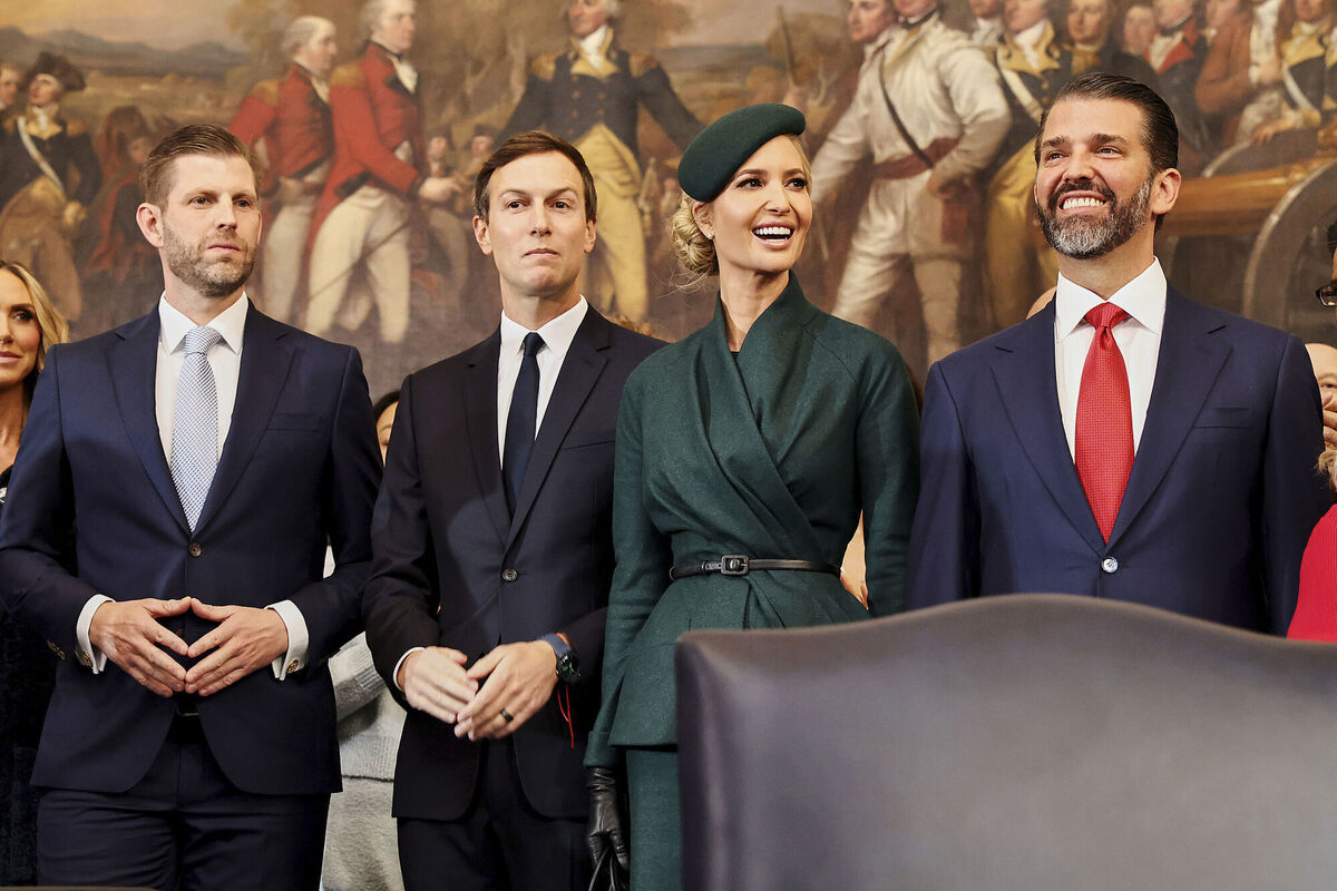 Donald Trump's family, from left, Eric Trump, Jared Kushner, Ivanka Trump and Donald Trump Jr. Picture: Chip Somodevilla via AP