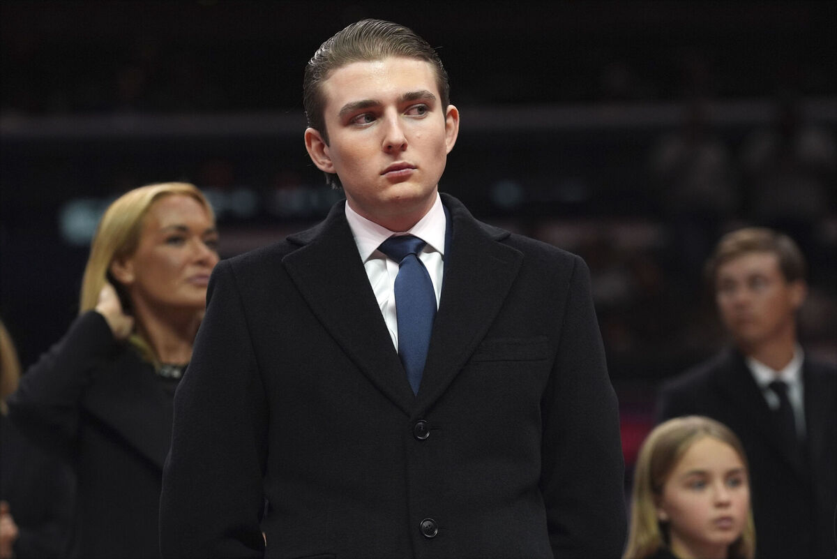 Donald Trumps youngest son Barron Trump at the Presidential Inauguration parade event at Capital One Arena on Monday. Picture: AP /Evan Vucci