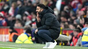 <p>Manchester United manager Ruben Amorim looks frustrated during the Premier League match at Old Trafford against Brighton</p>