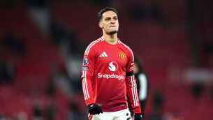 <p>WORST-EVER? Manchester United's Antony appears frustrated. Pic: Martin Rickett/PA Wire.</p>