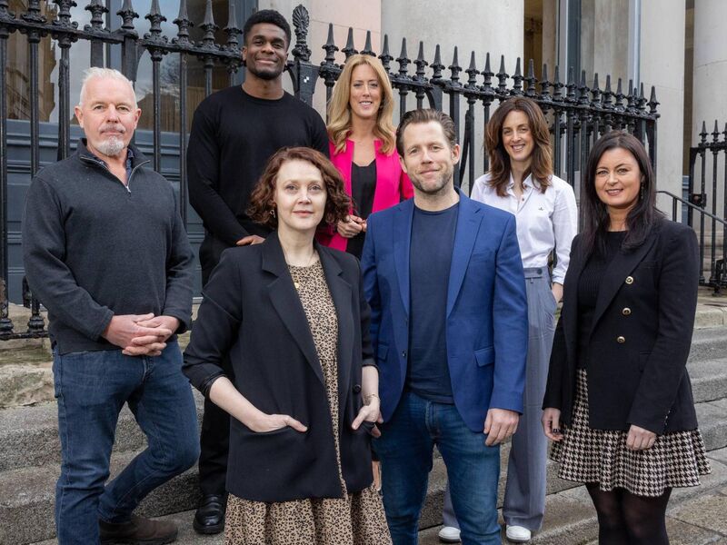 At the unveiling of the 2025 roster of films from Screen Ireland/Fís Éireann were, from left, Ray Harman, Chair, Fís Eireann/ Screen Ireland Board; Clinton Liberty (Actor, Holding, House of the Dragon); Simone Kirby (Actor, Kneecap); Désirée Finnegan, Chief Executive, Fís Eireann/ Screen Ireland; Macdara Kelleher (Producer -Saipan); Rachel Carey (Director, Deadly Cuts); and Jo Spain (Screenwriter, Deadly Cuts). Picture: Naoise Culhane