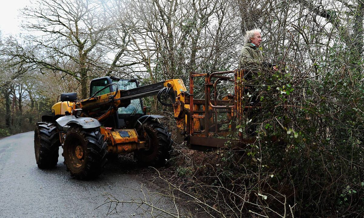 Residents in the Milltown area of Cavan prepare for the worst as they remove dangerous overhanging branches before storm Éowyn lands. Picture: Lorraine Teevan.