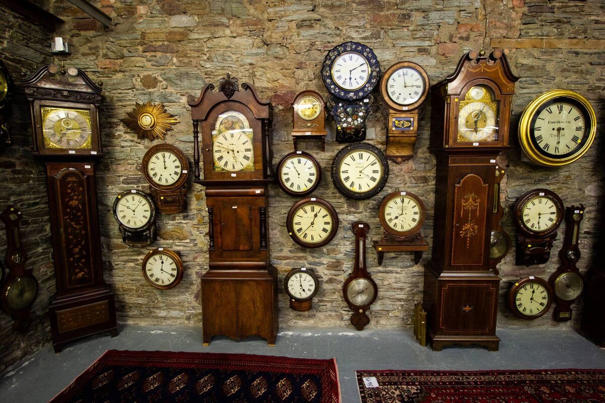 Some of the collection of clocks at the Waterford auction hosted by RJ Keighery Antiques. Some of the collection of clocks at the Waterford auction hosted by RJ Keighery Antiques.