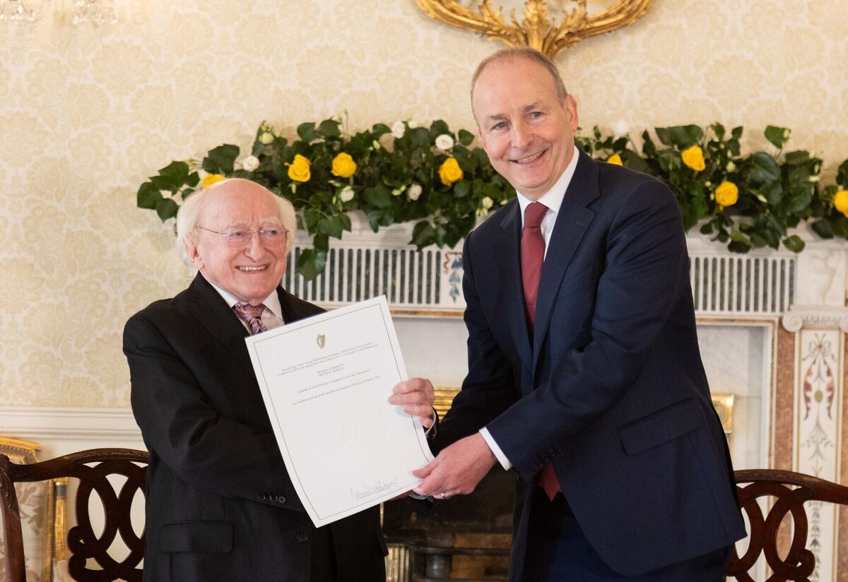 President Michael D Higgins appoints Micheál Martin as Taoiseach of the 34th Dáil. Picture: Evan Treacy/RollingNews.ie