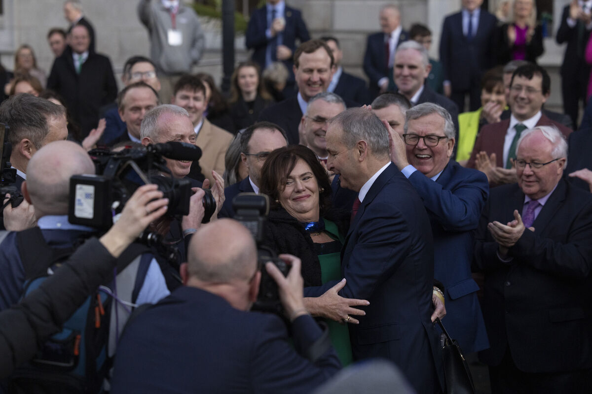 Taoiseach Micheál Martin with party colleagues and his wife Mary at Leinster House. Picture: Sam Boal/Collins