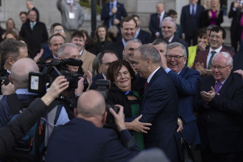 Taoiseach Micheál Martin with party colleagues and his wife Mary at Leinster House. Picture: Sam Boal/Collins