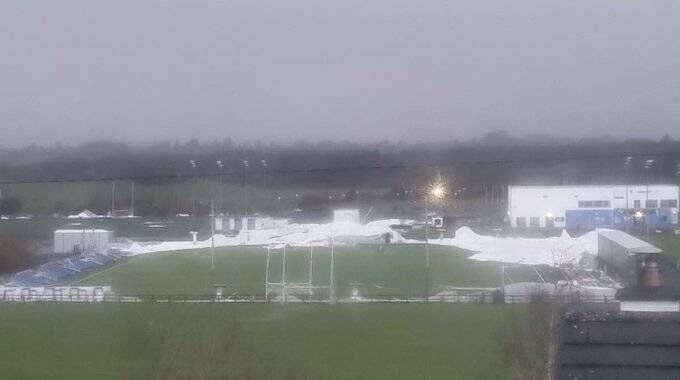 The ruins of the Connacht GAA Air Dome after it was destroyed by Storm Éowyn. Picture: Mid West Radio