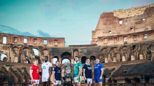 <p>GLADIATORS: Pictured (L-R) Wales’ Jac Morgan, England’s Maro Itoje, France’s Antoine Dupont, Ireland’s Caelan Doris, Scotland’s Rory Darge and Italy’s Michele Lamaro at the launch of the 2025 Guinness Men’s Six Nations Championship at the Colosseum in Rome Pic: Billy Stickland, Inpho</p>