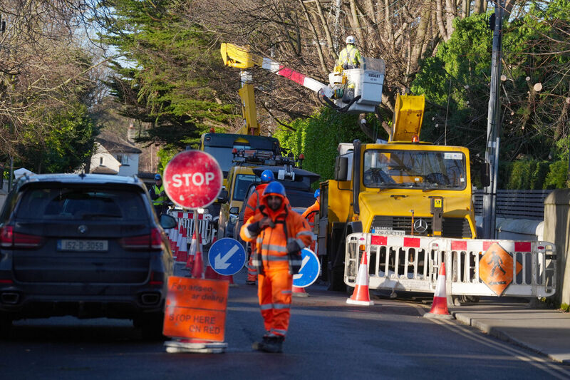 ESB Networks crew working to restore power in Avoca Avenue in Blackrock, co Dublin Picture: Brian Lawless/PA Wire ESB Networks crew working to restore power in Avoca Avenue in Blackrock, co Dublin Picture: Brian Lawless/PA Wire