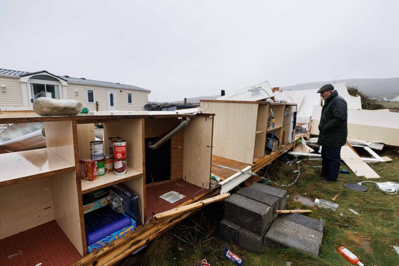 Caravan park owner Miko McCormack surveying the damage done at Fanore Co Clare after Storm Eowyn. Picture: Eamon Ward Caravan park owner Miko McCormack surveying the damage done at Fanore Co Clare after Storm Eowyn. Picture: Eamon Ward