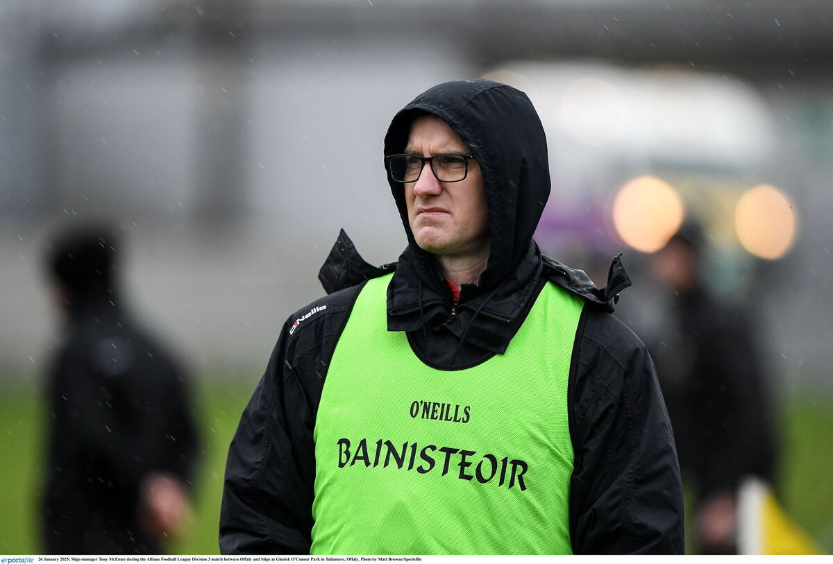 Sligo manager Tony McEntee. Pic: Matt Browne, Sportsfile