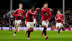 <p>DEFLECTED GLORY: Manchester United's Lisandro Martinez celebrates scoring their side's winner at Craven Cottage. Pic: Bradley Collyer/PA Wire.</p>