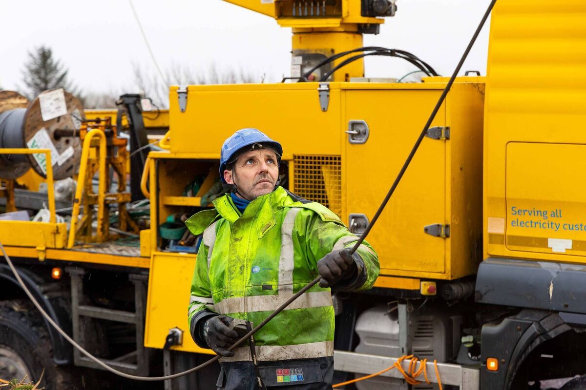 ESB Networks crews and contractors at work near Dunmanway in West Cork during restoration works in the aftermath of Storm Éowyn. Picture: Michael O'Sullivan/OSM