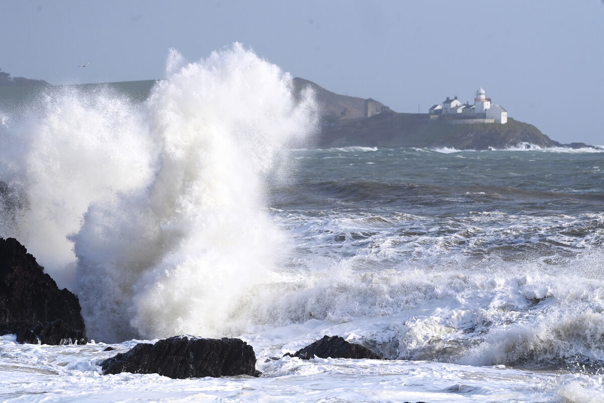  Waves breaking at Weaver's Point, Crosshaven, Co Cork overlooking the mouth of Cork Harbour, with Roche's Point in the background, as Ireland endured a second storm in the wake of Storm Éowyn. Picture: Larry Cummins