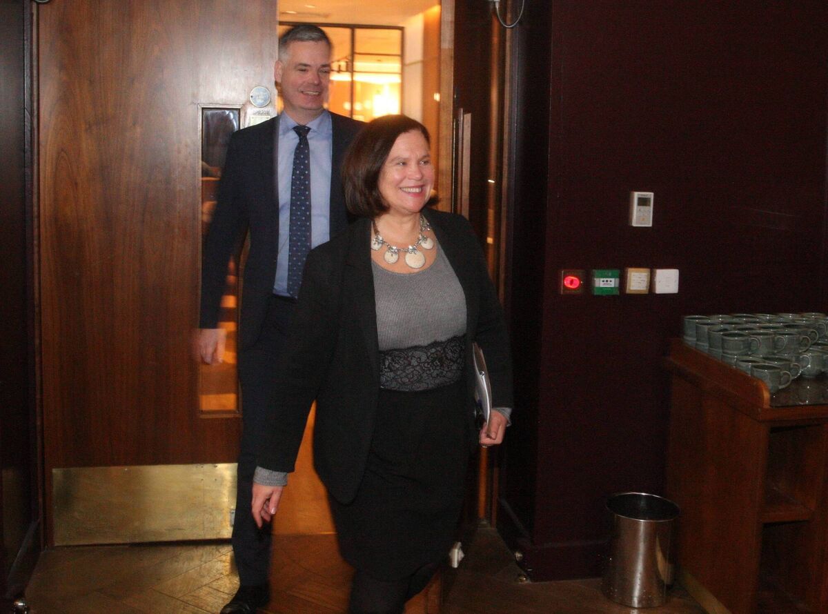 Mary Lou McDonald with Pearse Doherty who is to remain the party's finance spokesperson. 