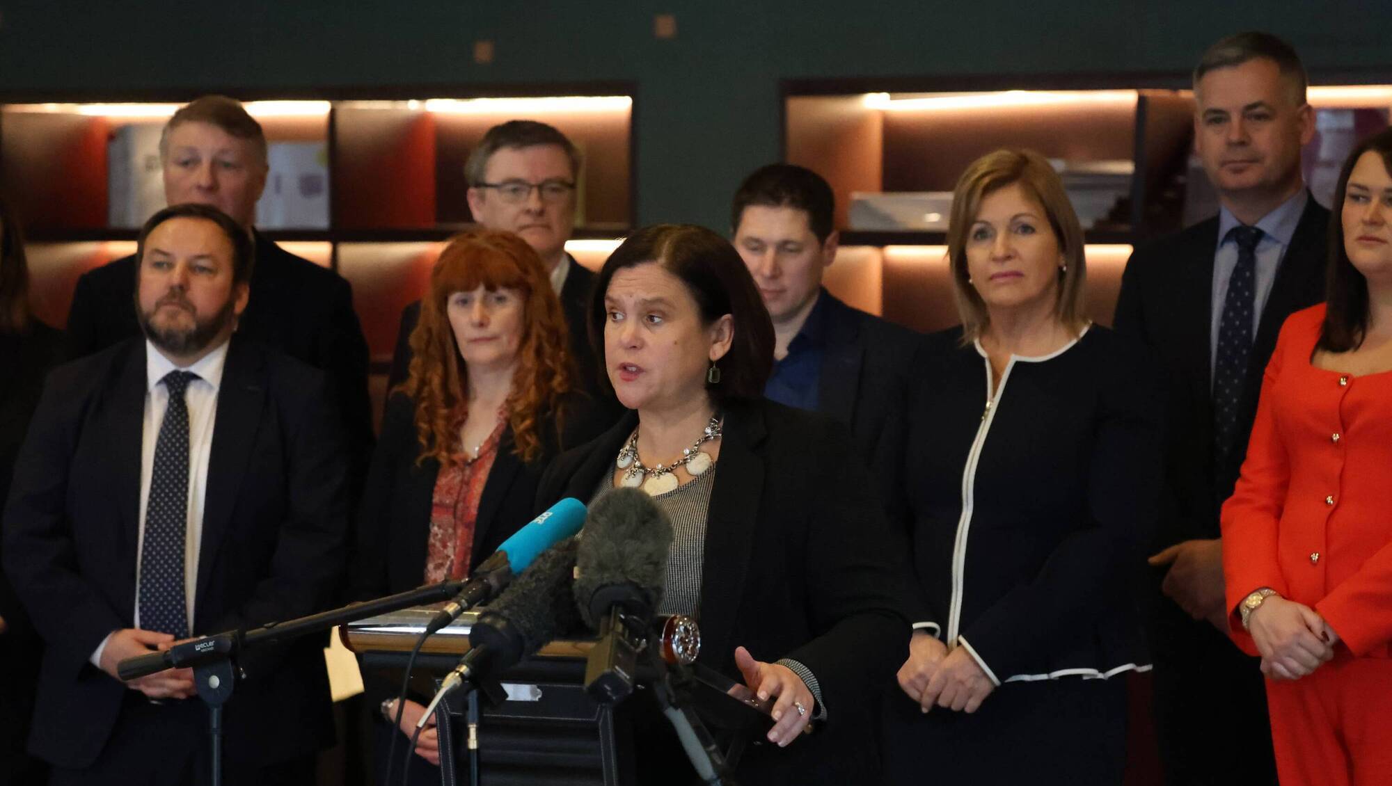 Sinn Féin leader Mary Lou McDonald announces her front bench on Tuesday afternoon. Pictures: Stephen Collins/Collins