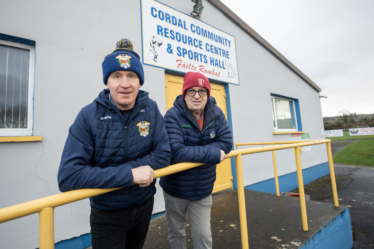 Maurice Costello and John O'Connor at Cordal GAA in Co Kerry which has invited local people affected by Storm Éowyn to come to cook food, charge phones, and make use of the club's computer hub. Picture: Domnick Walsh