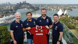 <p>ROARING LIONS: British &amp; Irish Lions Coaching staff Aled Walters, David Nucifora, Andy Farrell and Vinny Hammond with the official 2025 British Irish Lions jersey at the Intercontinental Hotel Sydney Harbour. Pic: ©INPHO/British Irish Lions/Karen Watson</p>