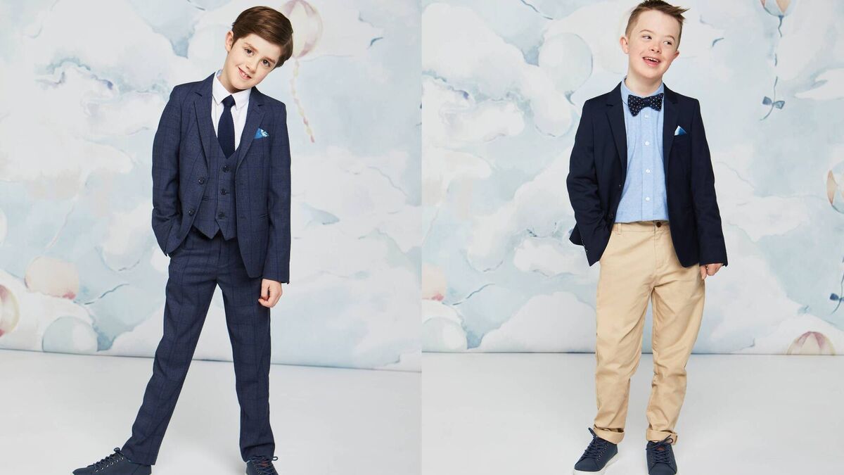 The collection also features a three-piece navy check suit.